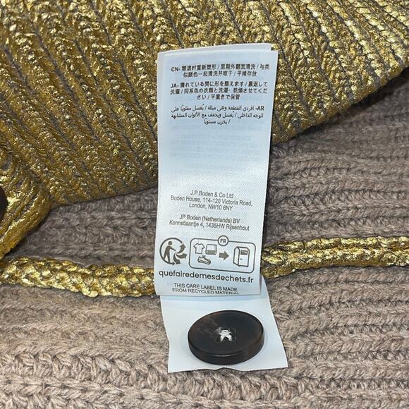 Boden Hand Printed Gold Rib Knit Cardigan Size US 6 UK 10 NWT - Picture 7 of 7